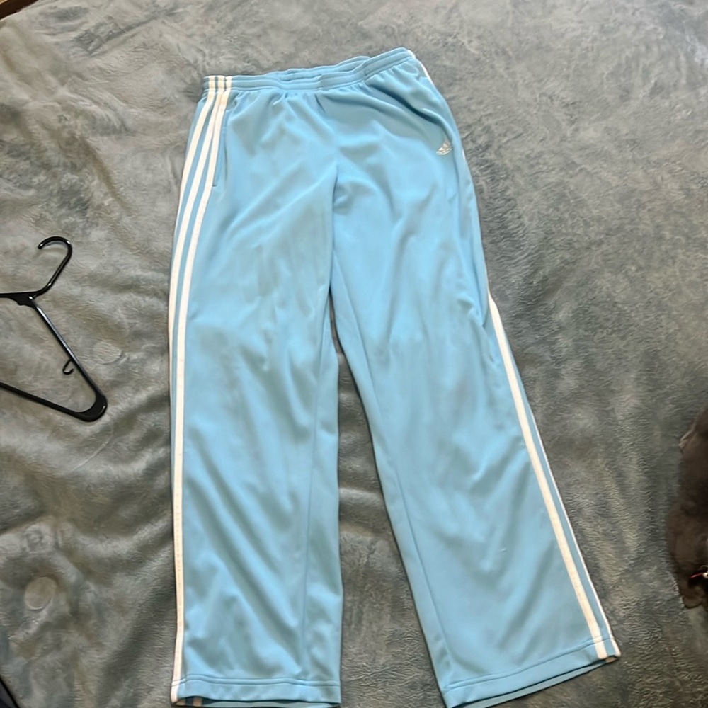 Adidas track pant. Carolina blue and white